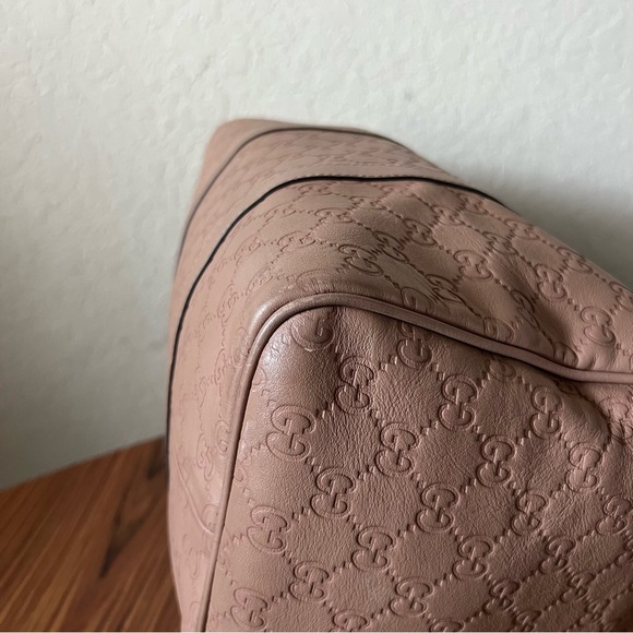 Gucci Gg Monogram Leather Boston Bag Pink Beige - Picture 9 of 16